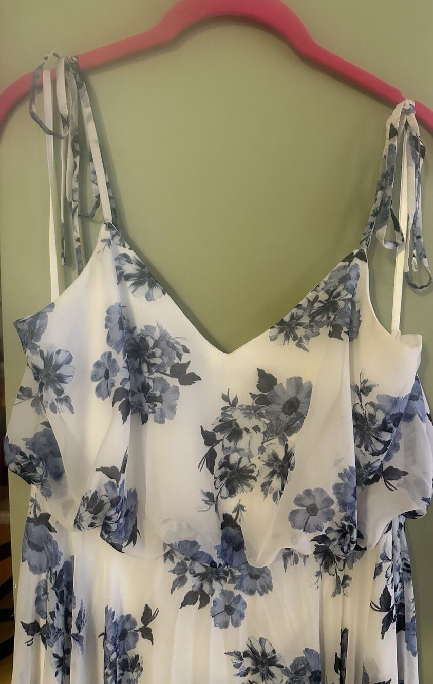 Lulus Elegantly Inclined Floral Print V-Neck Long Chiffon Wrap Maxi Dress Large